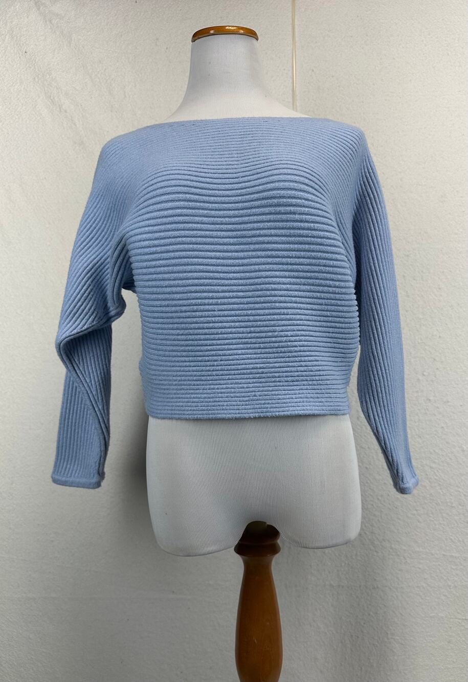 Anthropologie Kendall Boatneck L. Blue Pullover Cozy Cropped Sweater SZ S